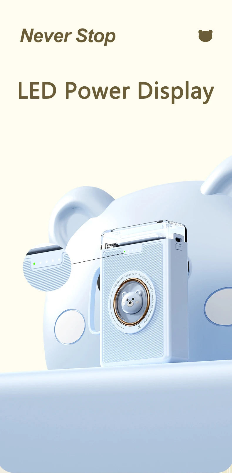 Cute Mini Power Bank 20000mAh Portable Charger | External Battery Pack