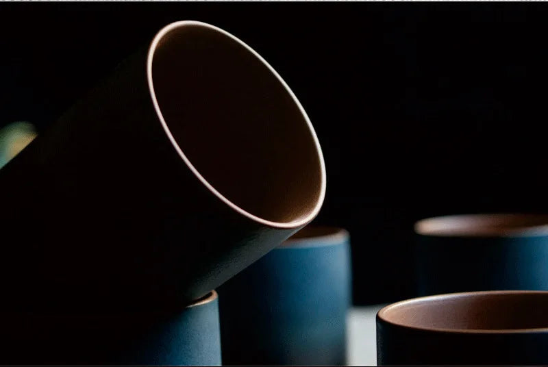 Tazas de café japonesas de gres con gradiente grande | Vajilla elegante