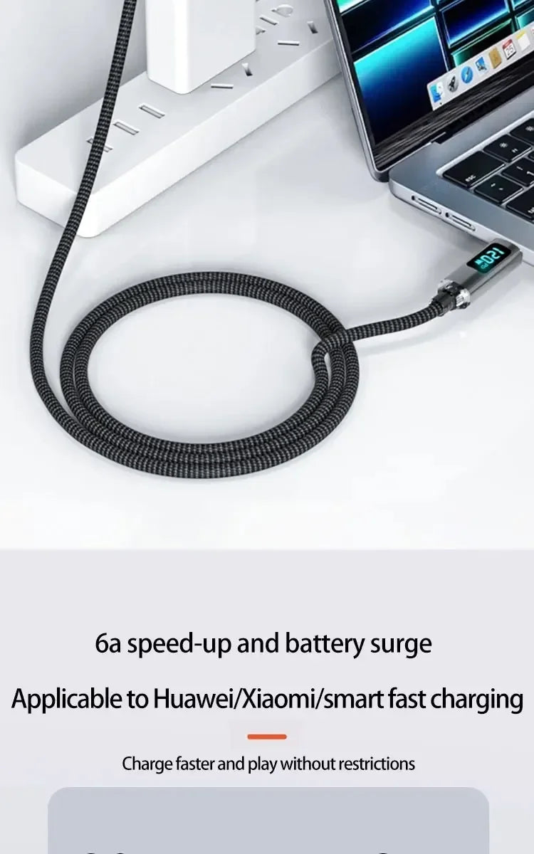 120W USB A to Type C Fast Charging Cable with LED Display