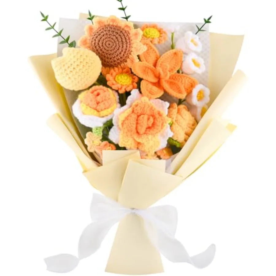 Handmade Crochet Flower Bouquet | Indoor Decorative Knitted Flowers