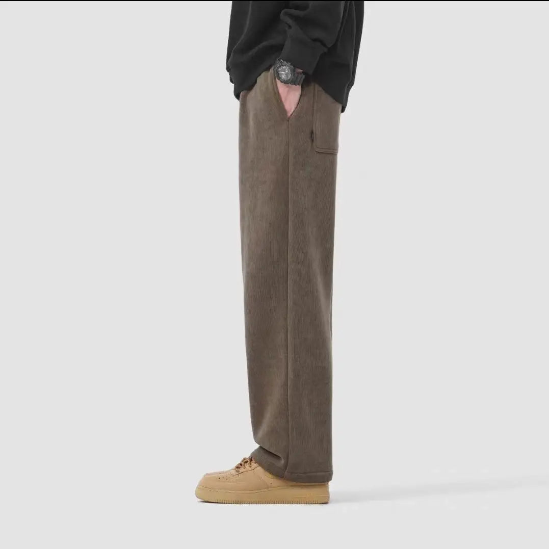 Men's Thick Fleece Casual Pants | Warm Wide Leg Trousers