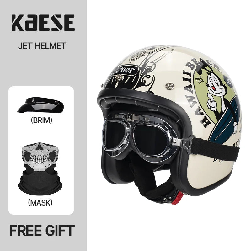 DOT Approved Vintage Motorcycle Helmet | Open Face Riding Gear