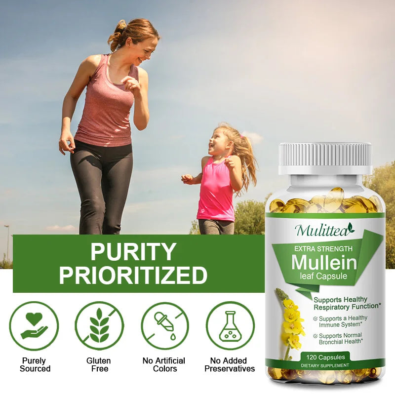 Natural Mullein Leaf Capsules | Herbal Supplement for Lung Health