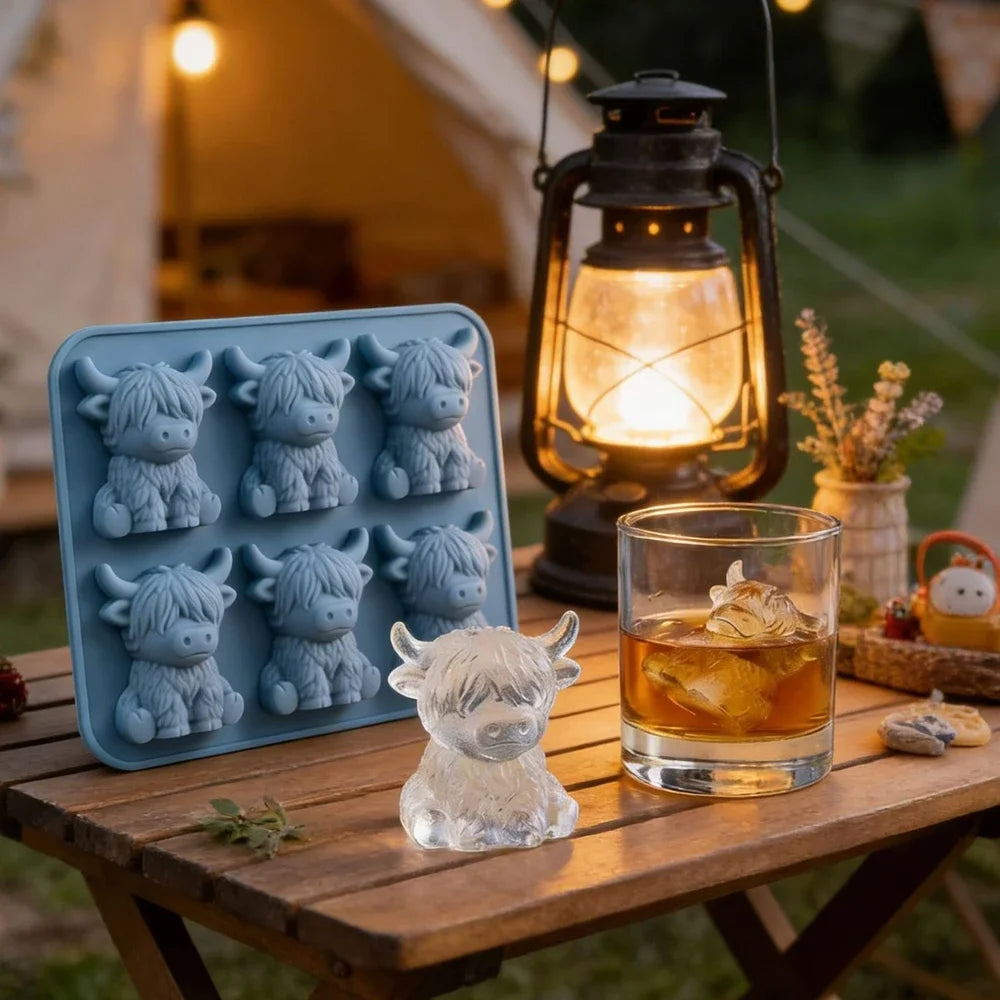 Highland Cow Ice Cube Mold | Cute 3D Silicone Tray for Drinks