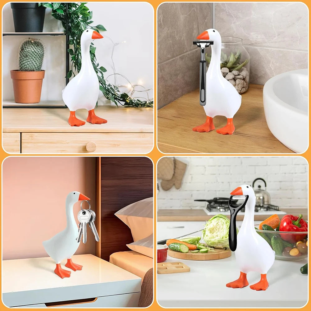 Kawaii Magnetic Silly Goose Figurine | Cute Resin Statue Decor