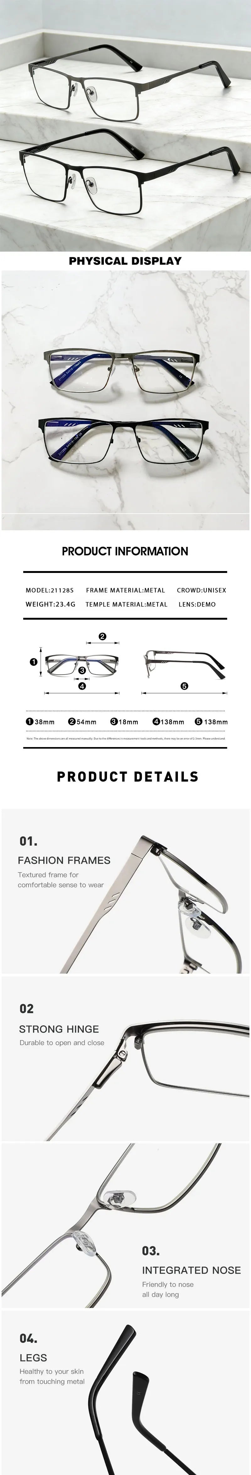 Stylish Square Metal Reading Glasses | Blue Light Blocking Eyewear