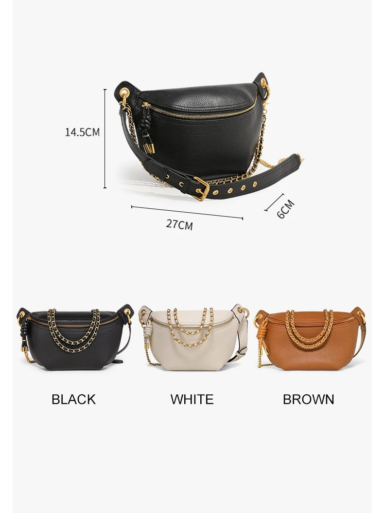 Stylish Women's Genuine Leather Waist Pack | Trendy Belt Bag