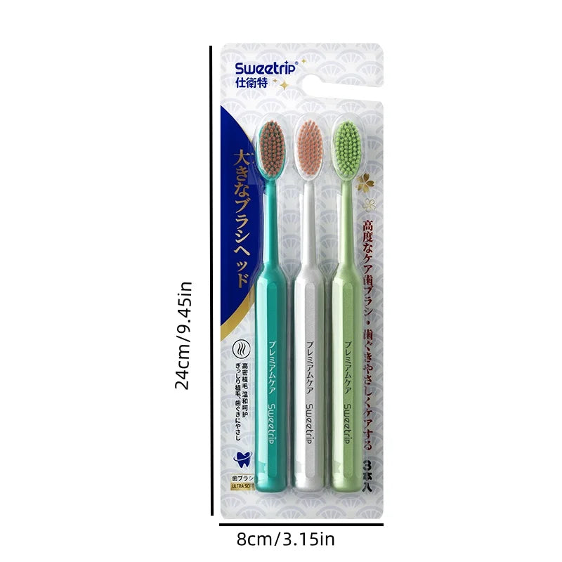 Large Head Wide Toothbrush Set | Deep Cleaning Adult Toothbrushes