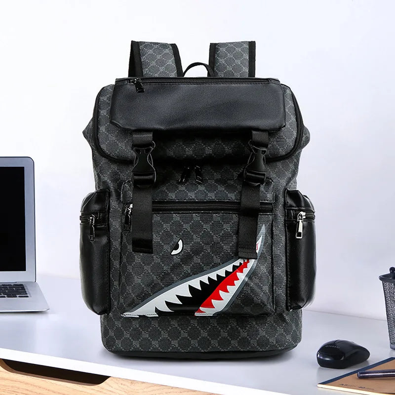 Large Capacity Waterproof Retro Shark Backpack for Outdoor Use