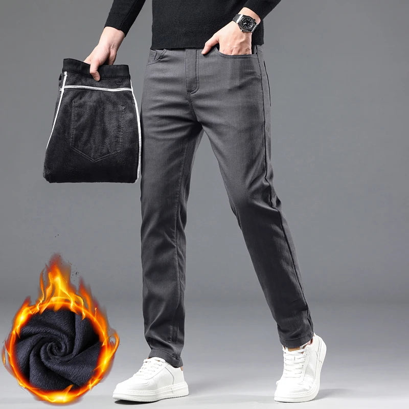 Men's Winter Fleece Pants | Thick Warm Casual Velvet Trousers