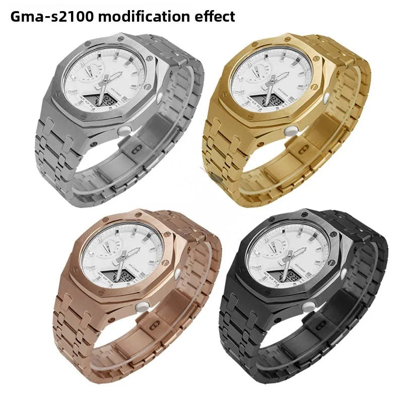 Stainless Steel Watch Case & Strap Replacement Kit | Modern Look