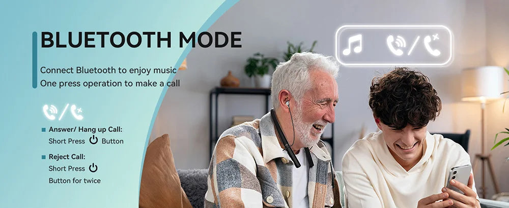 Rechargeable Bluetooth Hearing Aid Headset | Noise Reduction