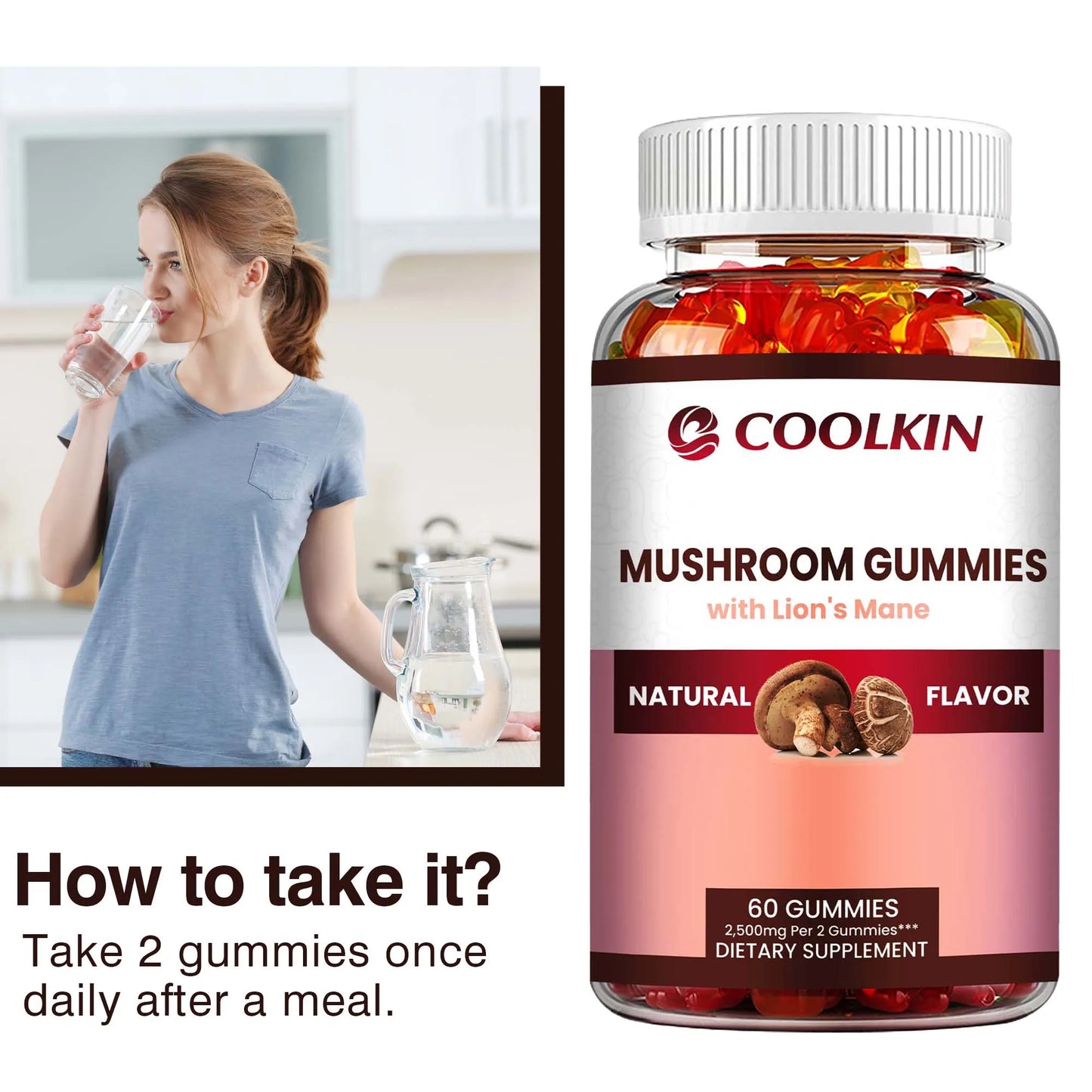 Mushroom Gummy Complex for Immune and Mood Support - 60 Gummies
