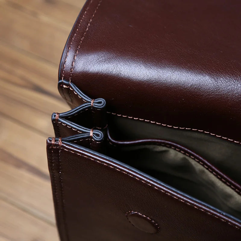Vintage Genuine Leather Men's Briefcase for 14 Inch Laptops