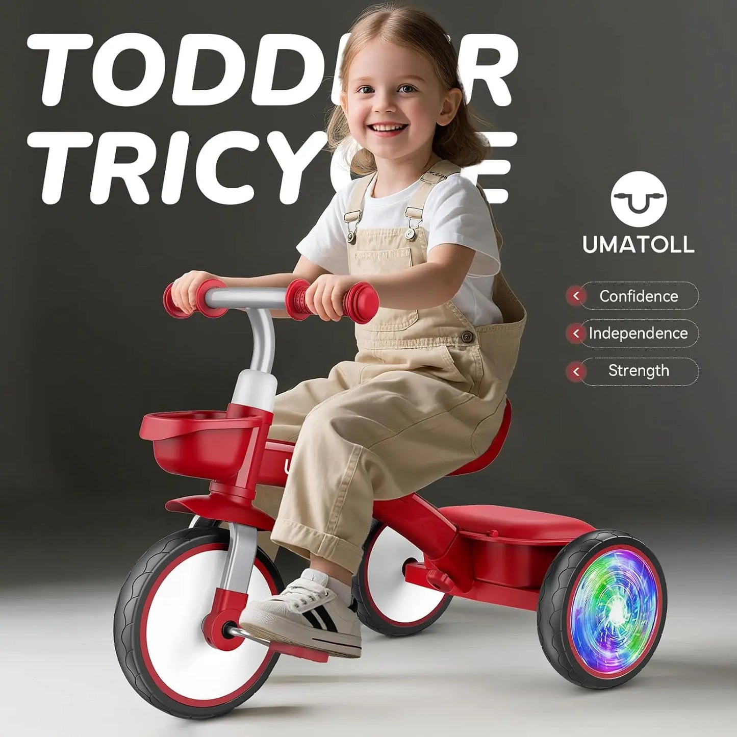 Adjustable Toddler Tricycle with Light-Up Wheels | Fun for Kids