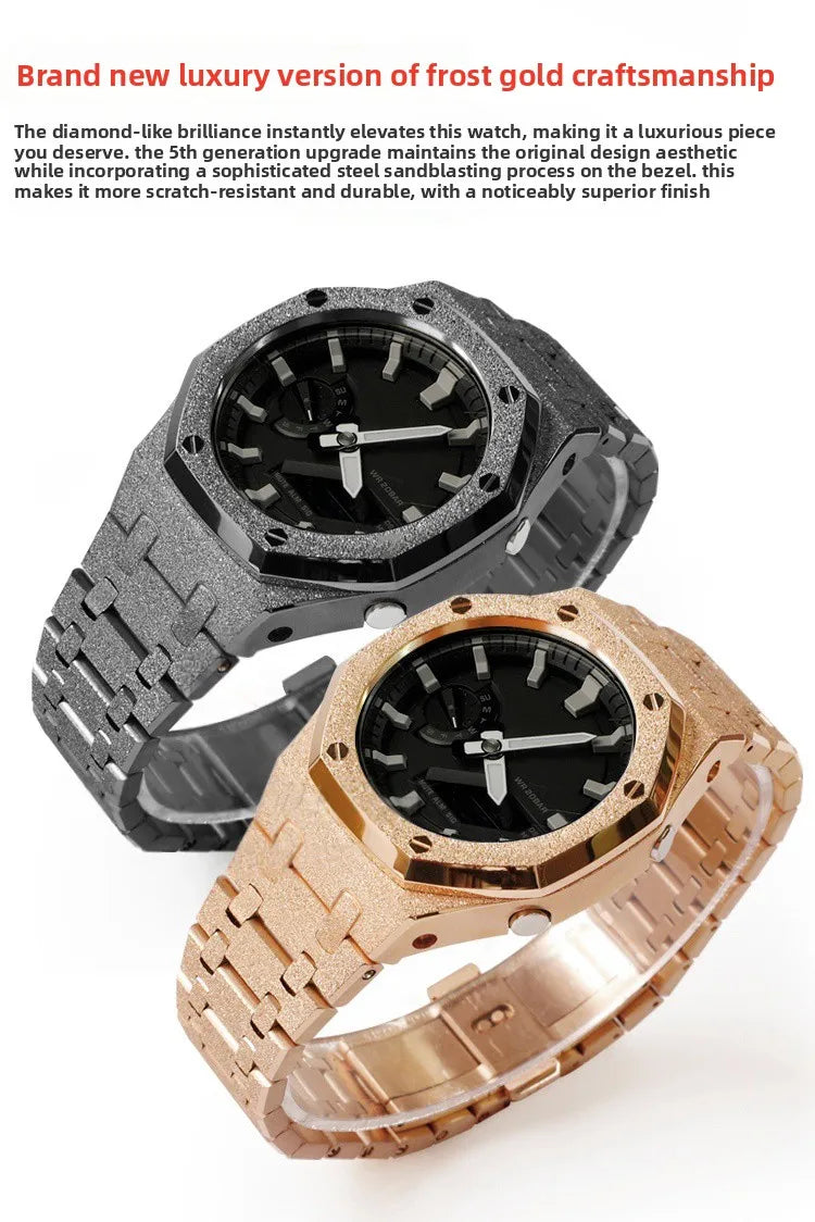 Stainless Steel Watch Case & Strap Replacement Kit | Modern Look