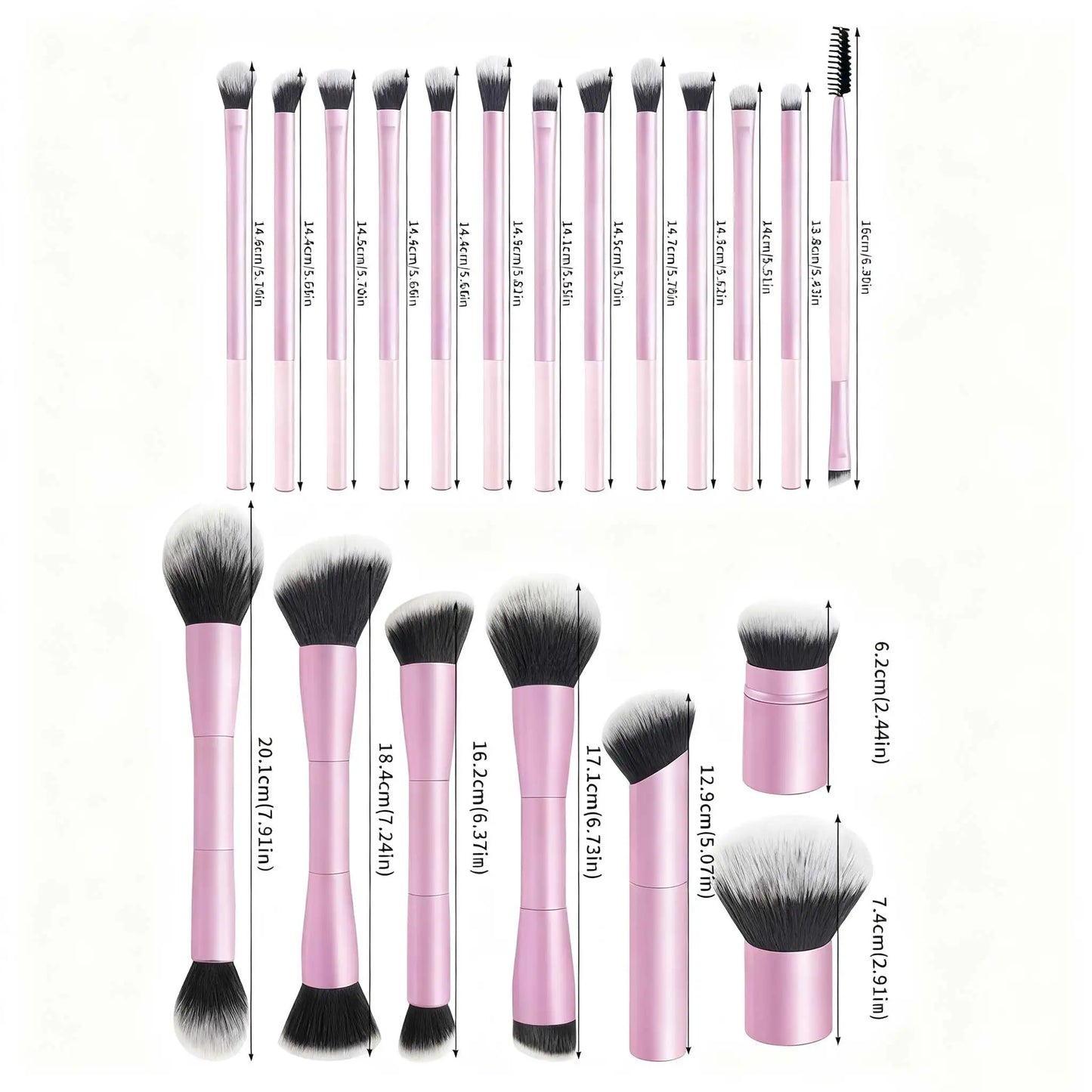 20-Piece Double Ended Makeup Brush Set for Flawless Application