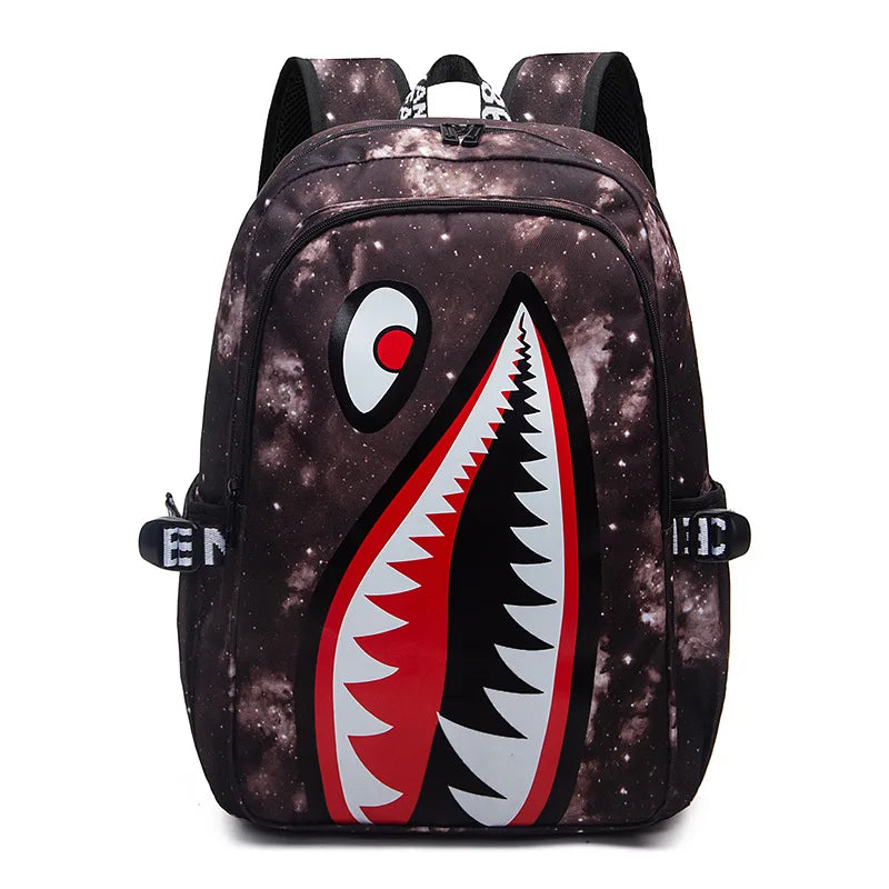 Cartoon Shark Print Backpack | Fun Rucksack for Kids