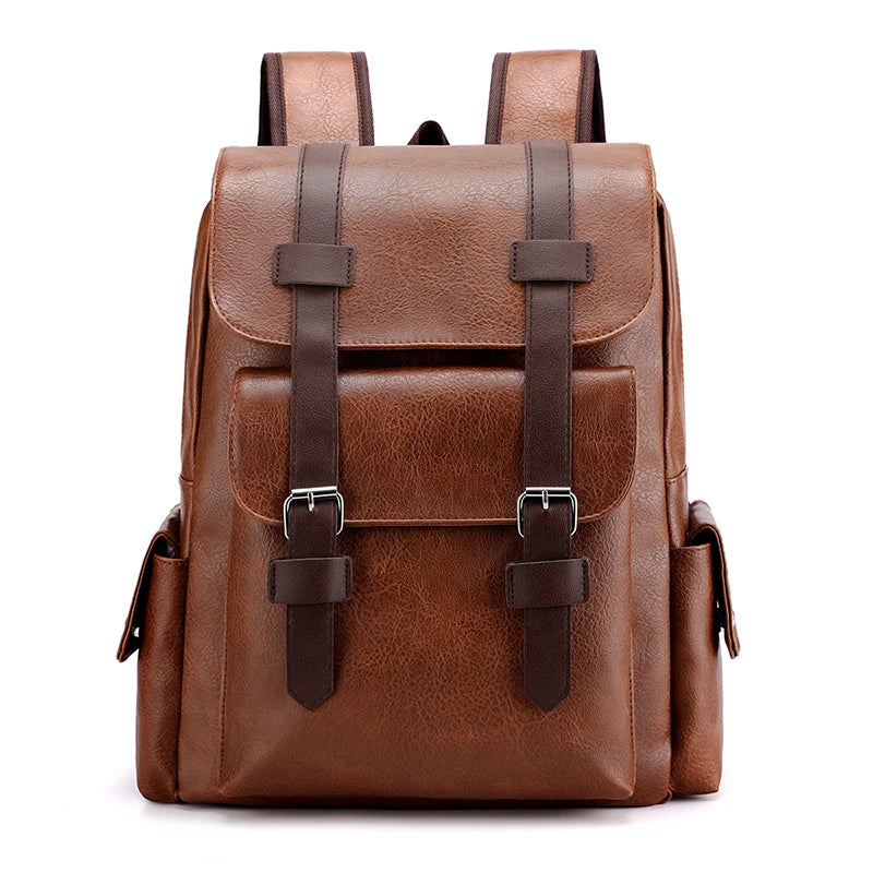 Men's PU Leather Backpack | Stylish Schoolbag for Laptops