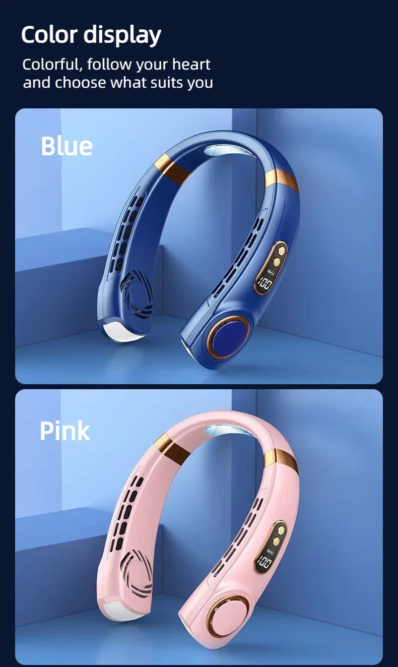 Portable Hands-Free Neck Fan with LED Cooling Plates | USB Rechargeable