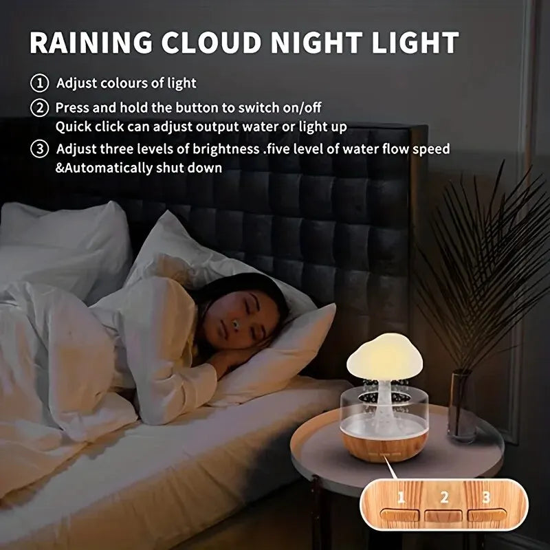 Ultrasonic Colorful Aromatherapy Humidifier | Cloud Rain Diffuser