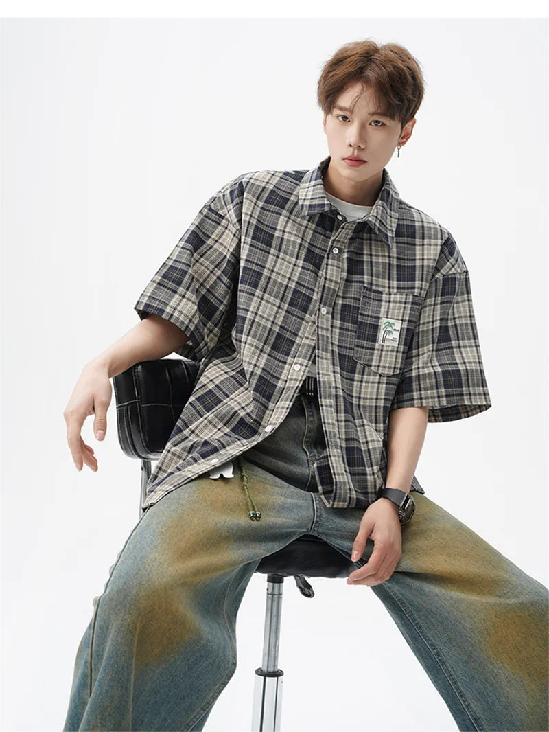 Men's Summer Fashion Plaid Short Sleeve Shirt | Stylish Casual Wear