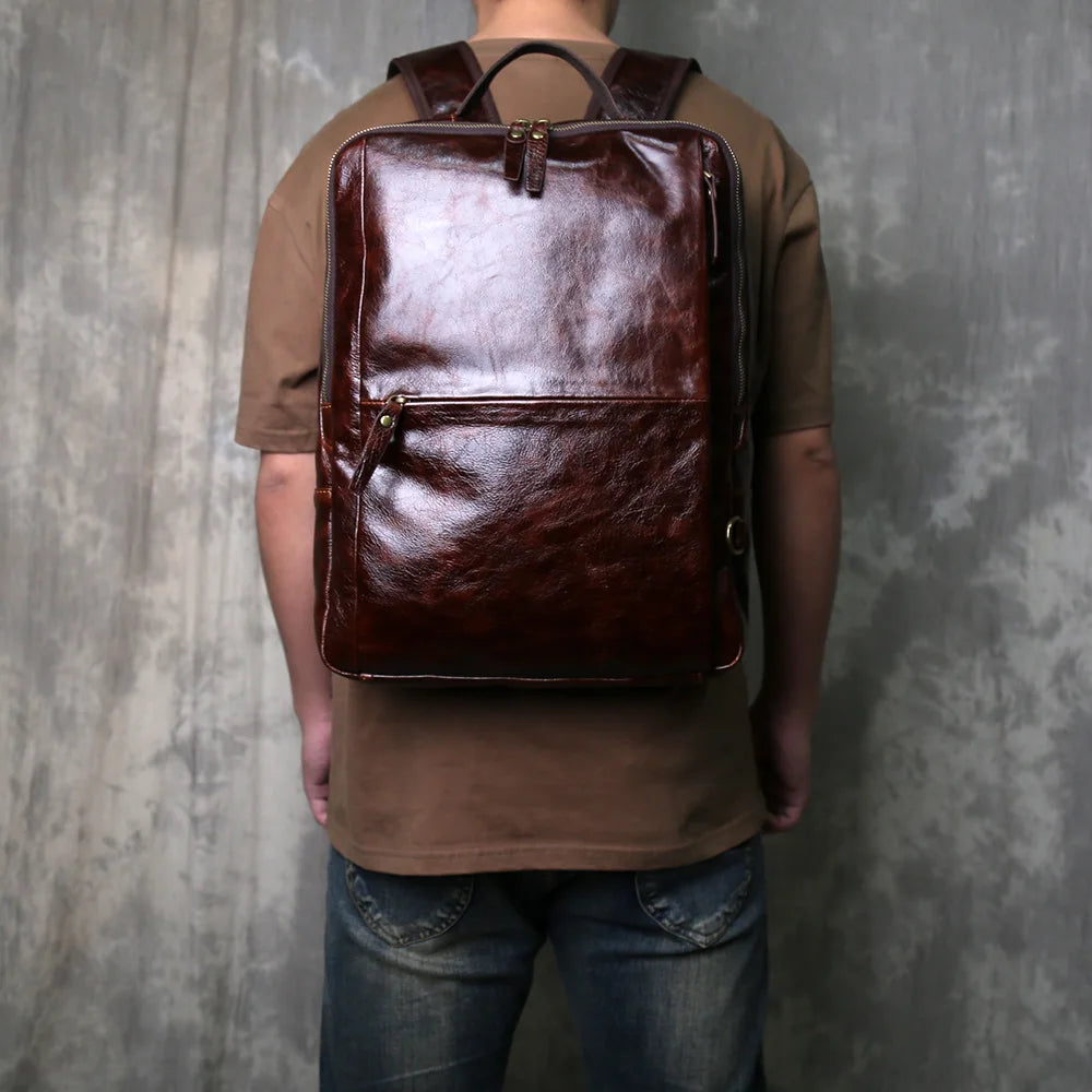 Vintage Leather Men's Backpack | Large Capacity Casual Laptop Bag