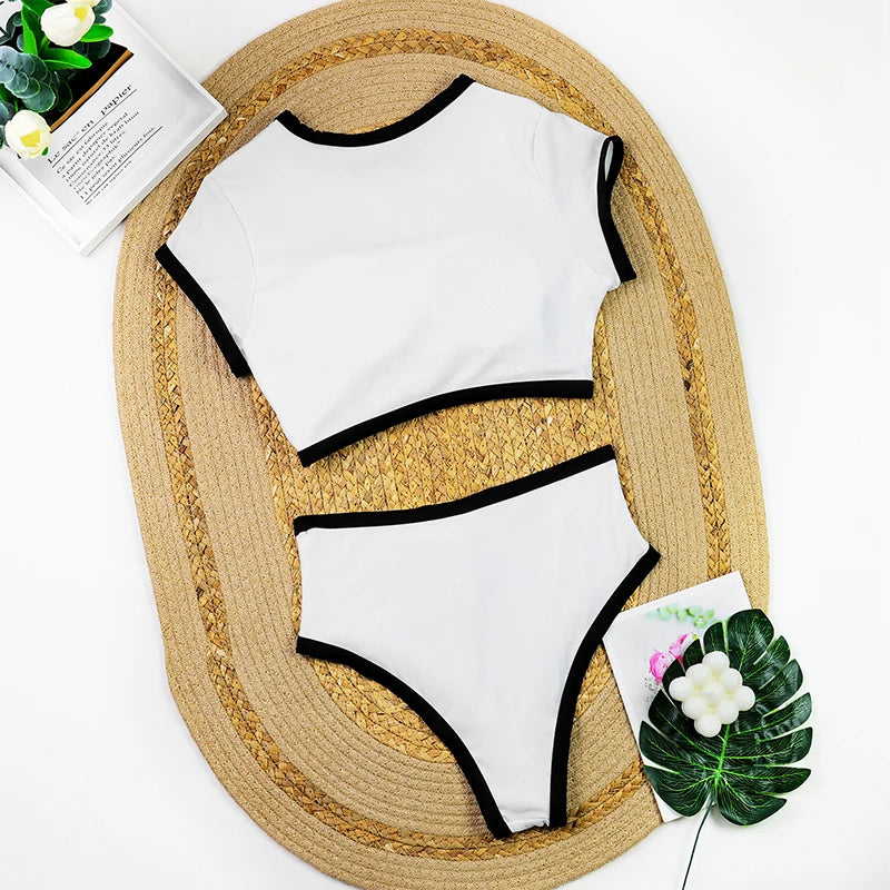 High Waist Women's Swimwear | Luxury Ribbed Two-Piece Bikini Set