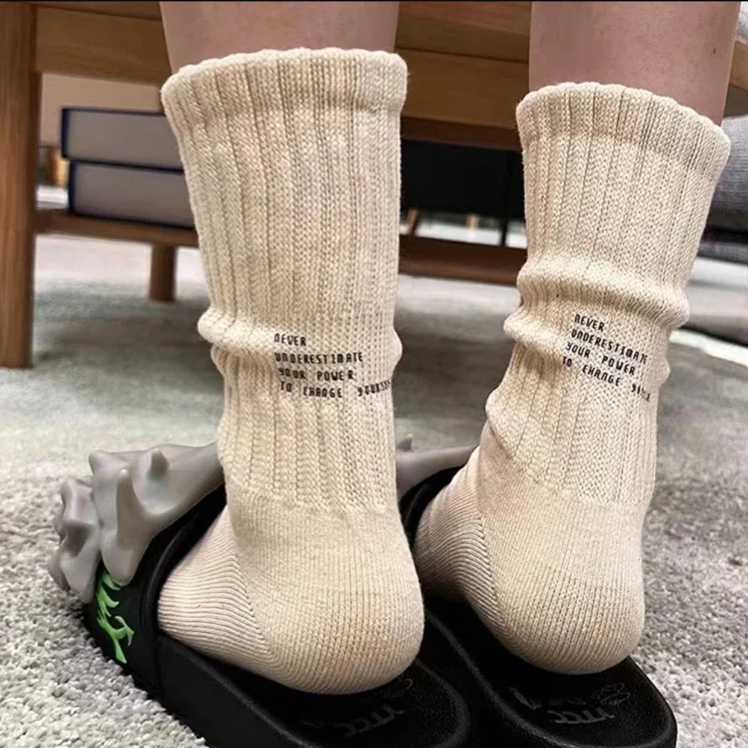 Men's Vintage Letter Medium Tube Socks | Thick Sports Comfort