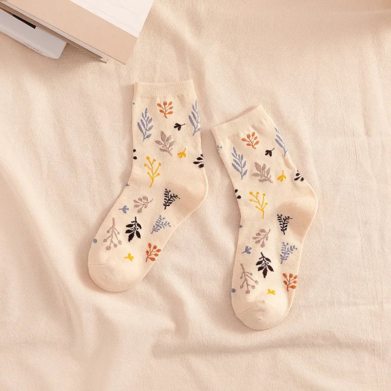 Cotton Embroidery Print Socks for Women | Vintage Harajuku Style