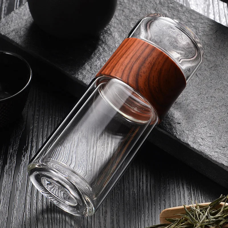 Eco-Friendly Double Glass Water Bottle with Infuser | Stylish Drinkware