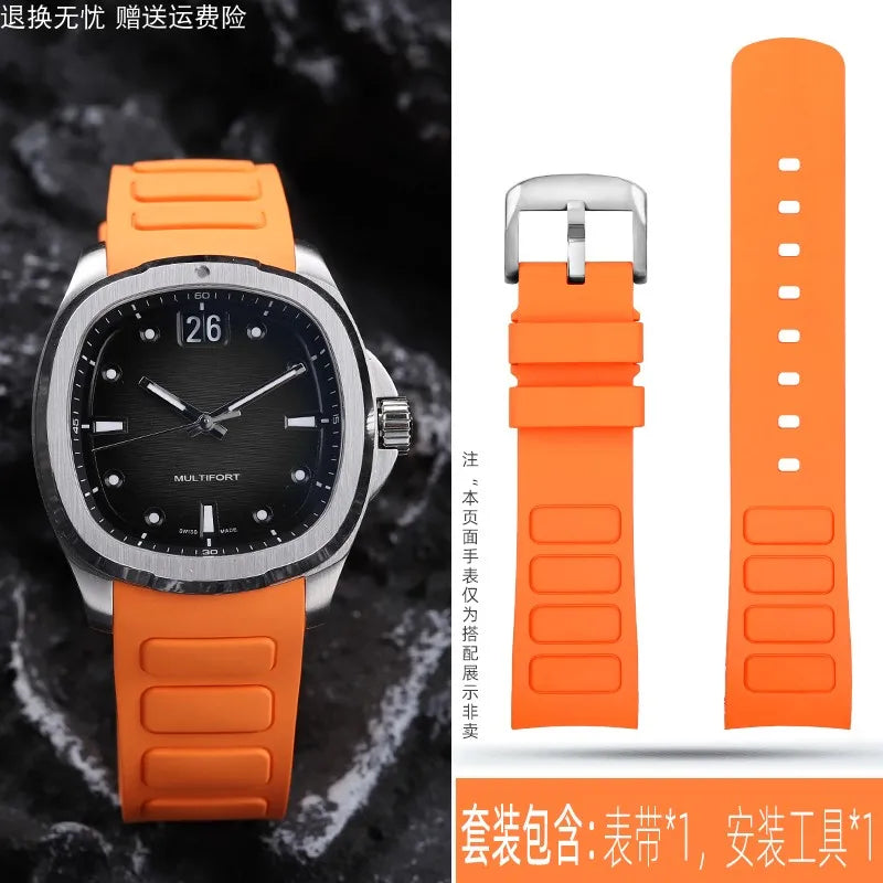 22mm Rubber Watch Strap | Stylish Black/Grey Fluoroelastomer Band