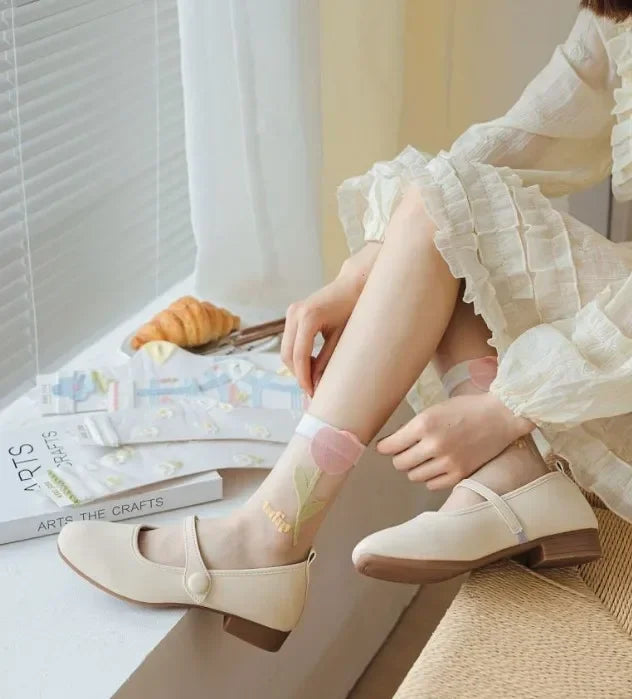 Women's Crystal Silk Socks | Ultra-Thin Breathable Lace Socks