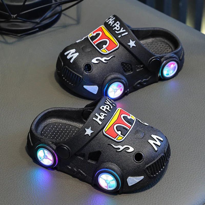 Children's Car Shaped Light Up Slippers | Fun Summer Footwear