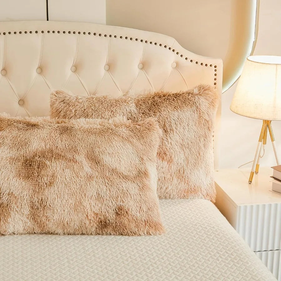 Twin Size Khaki Fuzzy Duvet Cover Set | Cozy Plush Bedding