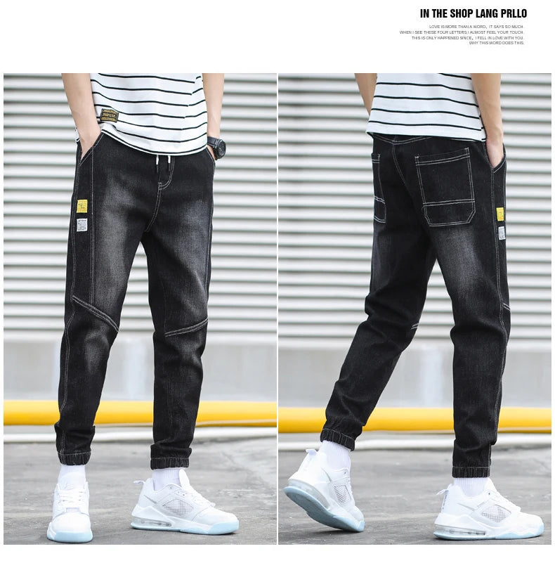Men's Harem Denim Cargo Pants | Casual Streetwear Joggers
