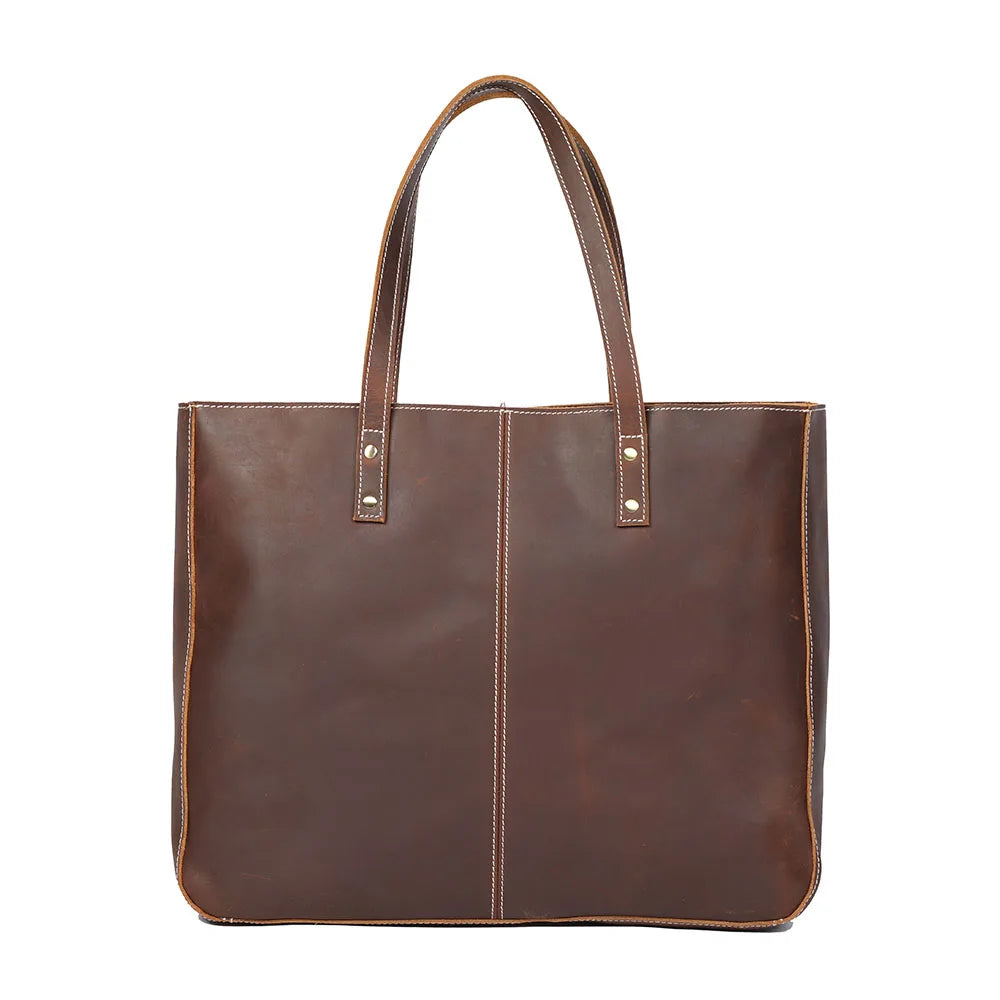 Genuine Leather Tote Bag | Versatile Shoulder Bag for Men & Women