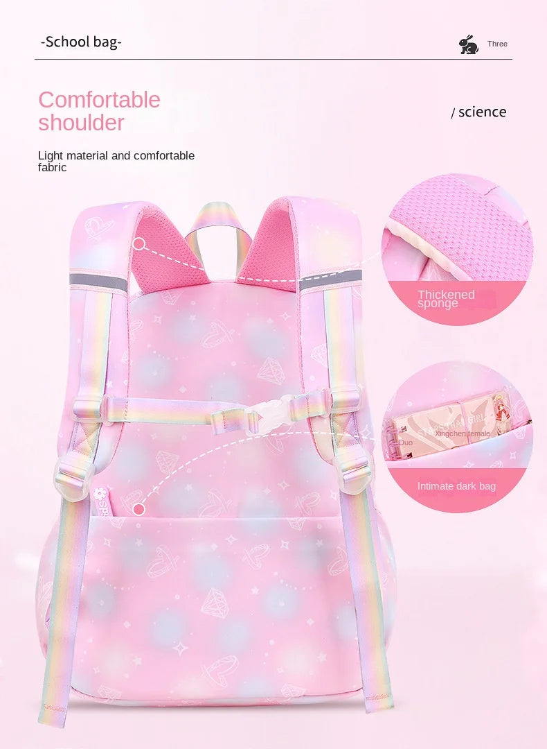 Cute Waterproof Rainbow Backpack for Girls | Spine Support Design