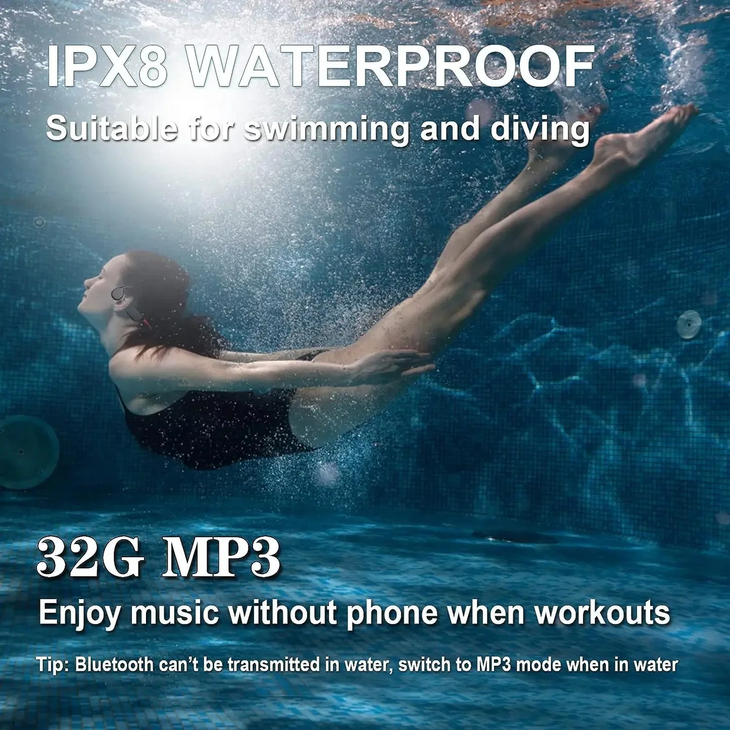 Waterproof Bone Conduction Wireless Earphones | 32GB MP3 Headset