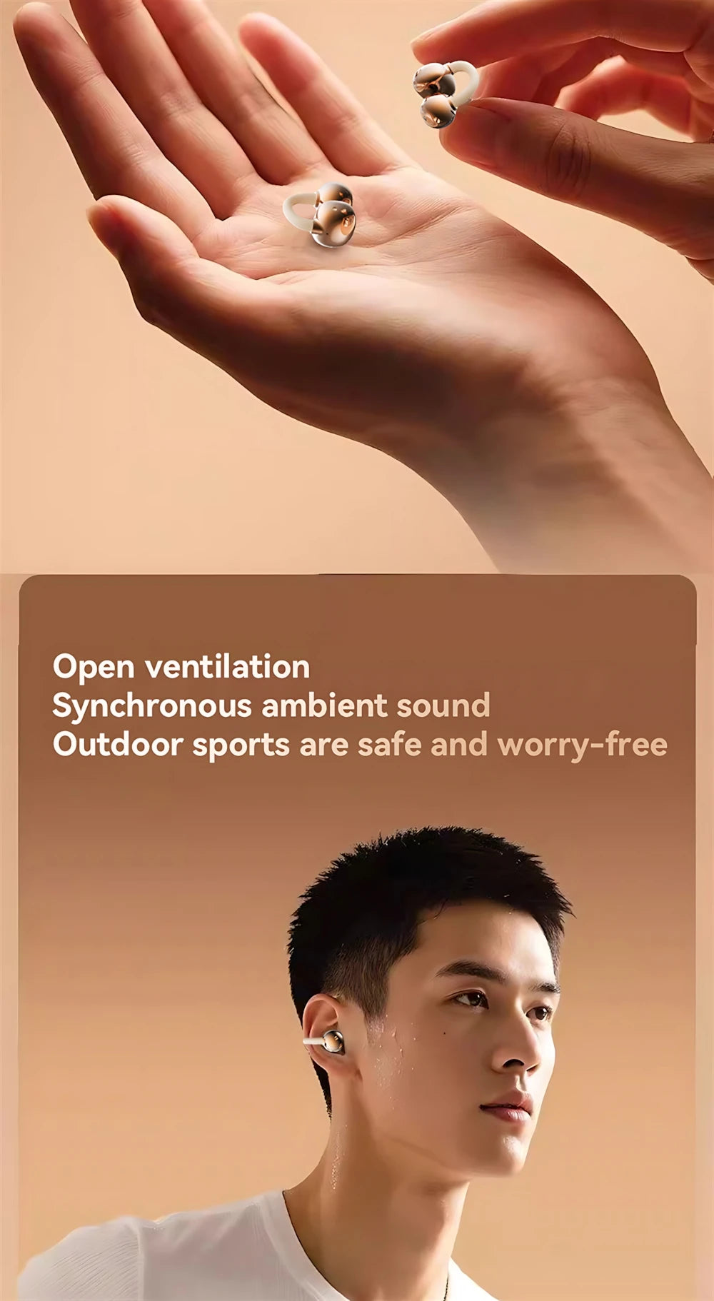 Wireless Earphones Open In-ear Type HIFI Bass 2in1 Bluetooth Headset High-definition Electric Quantity Digital Display Earplugs