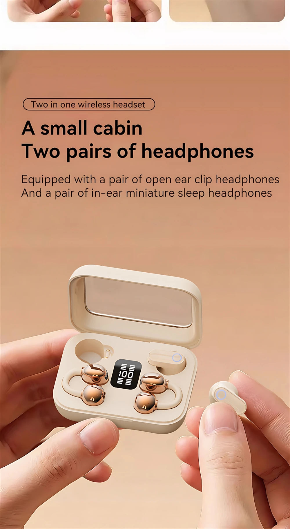 Wireless Earphones Open In-ear Type HIFI Bass 2in1 Bluetooth Headset High-definition Electric Quantity Digital Display Earplugs