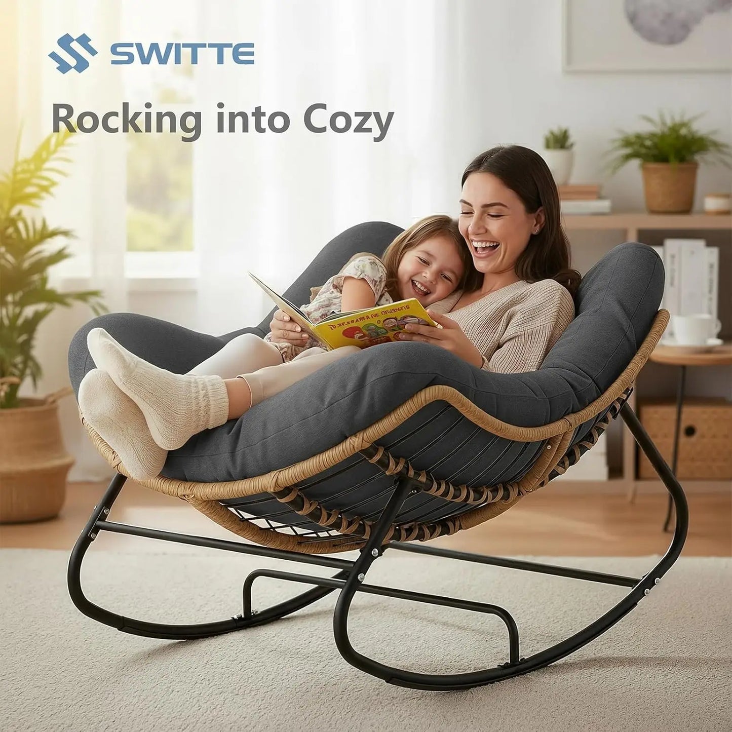 Oversized Outdoor Rocking Chair | Comfy Papasan Lounge Chair
