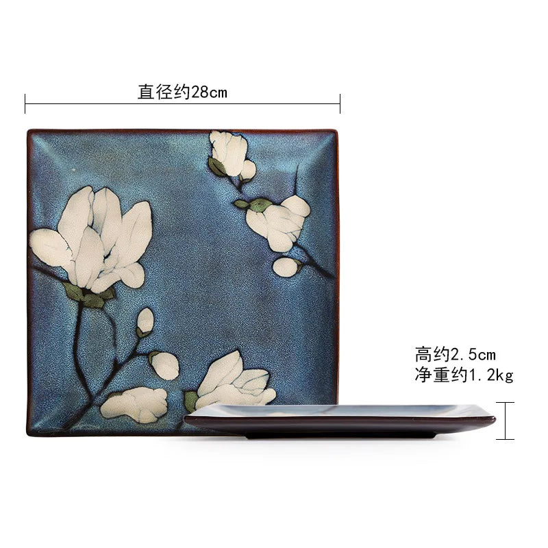 Juego de cuencos hondos para sopa pintados a mano de estilo japonés | Vajilla elegante