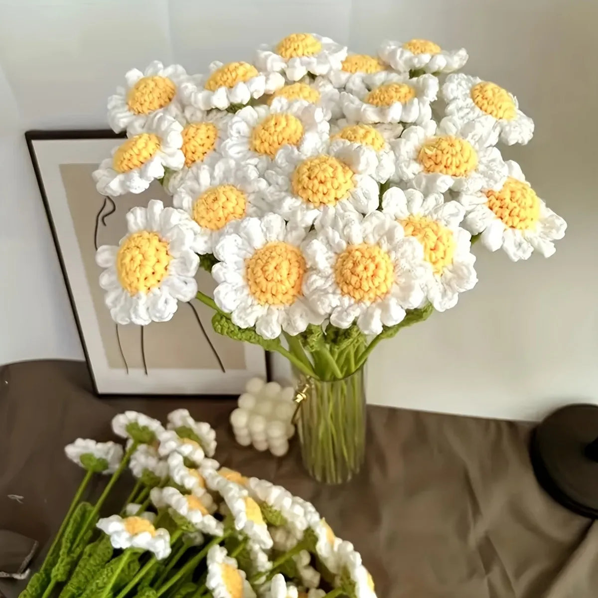 5-Piece Handmade Crocheted Daisy Set | Charming Home Decor