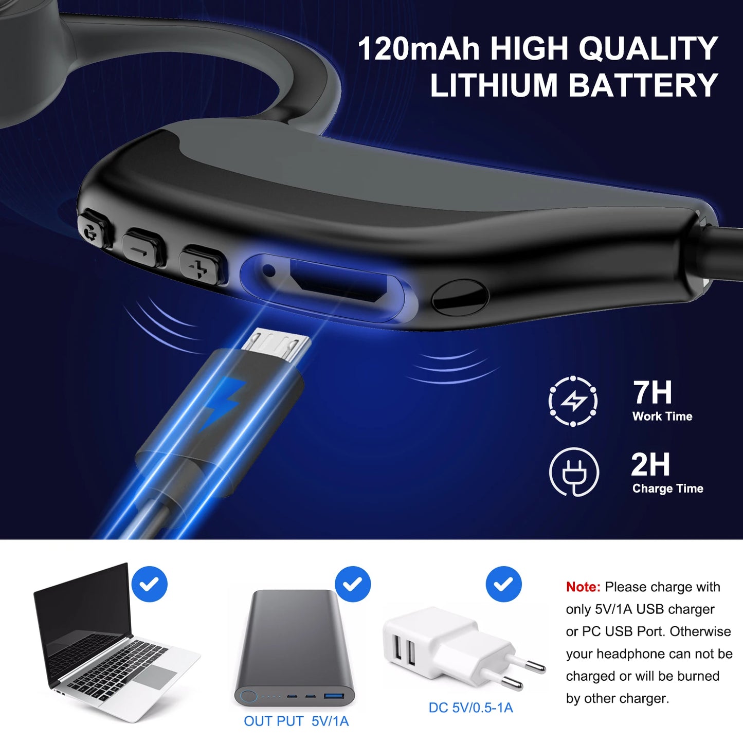 Wireless Bluetooth Bone Conduction Headphones | Open Ear Earbuds