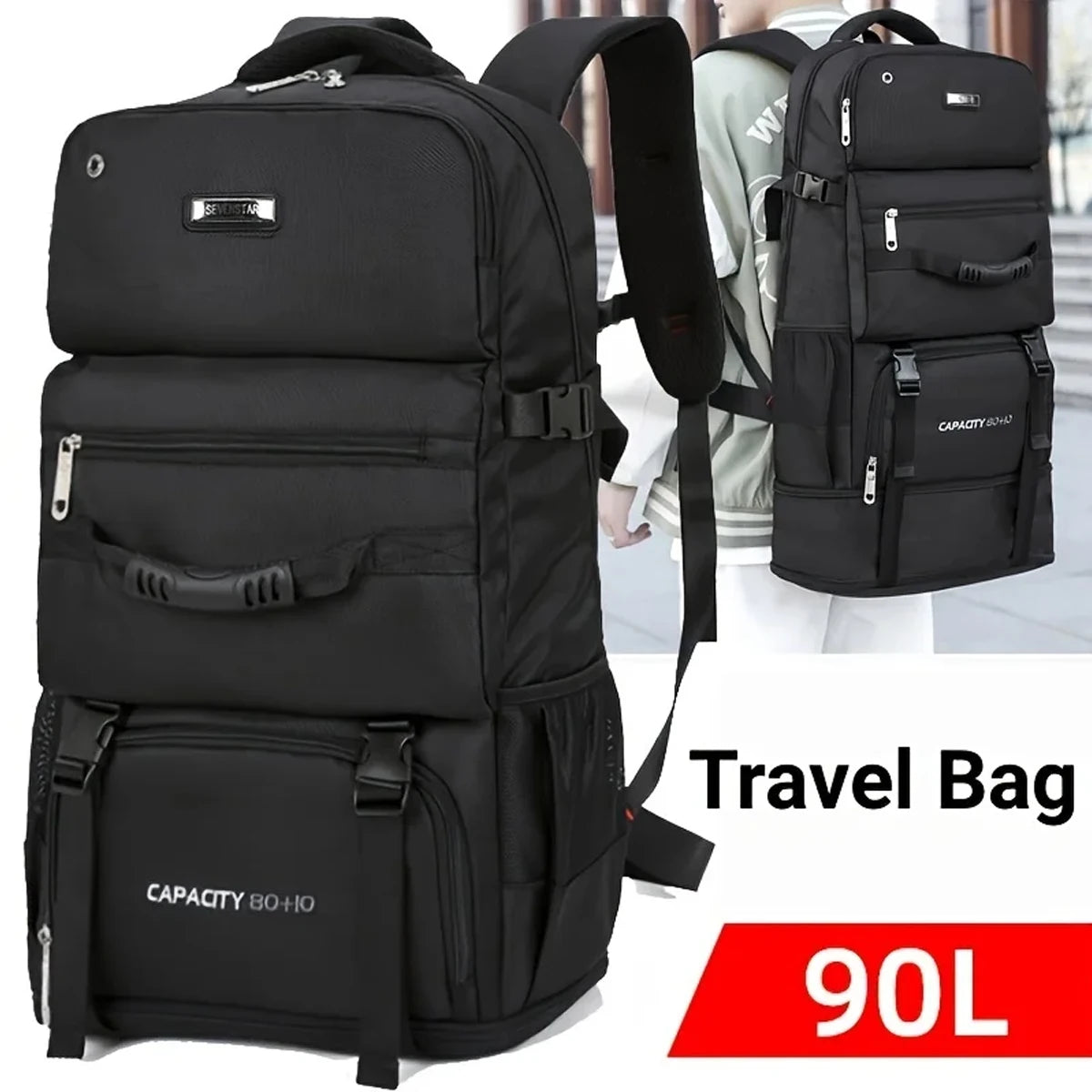 90-Liter Large Capacity Backpack for Travel & Camping Adventures