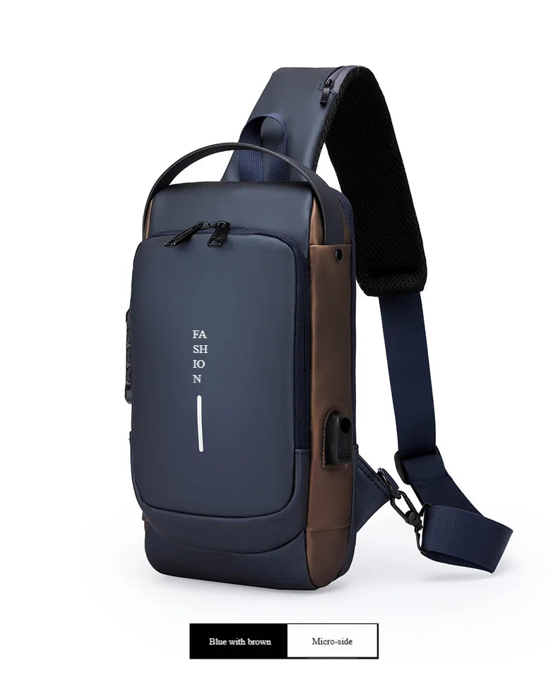 Men's Anti-Theft Chest Bag with USB Port | Waterproof Crossbody Sling