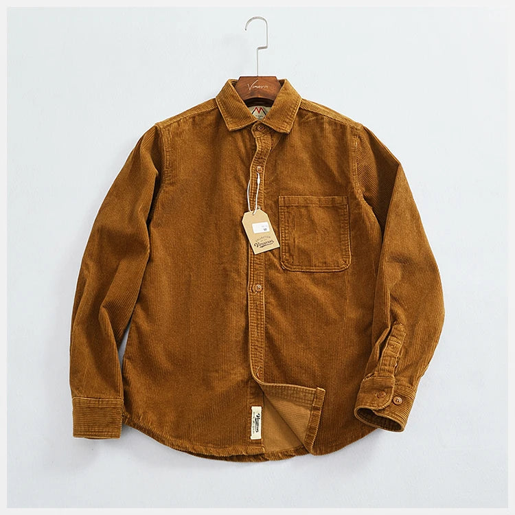 Men's Chunky Corduroy Long Sleeve Shirt | Stylish Autumn Essential
