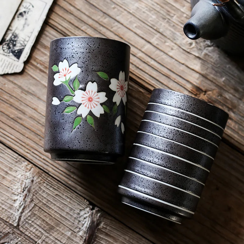 Taza de té japonesa pintada a mano | Taza de cerámica vintage