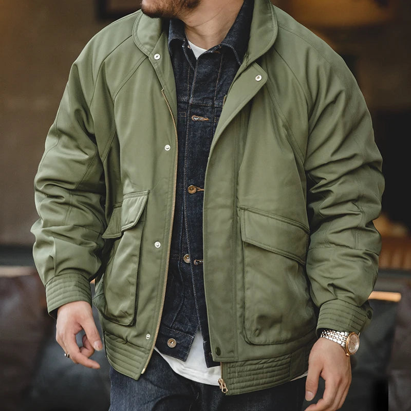 Men's Vintage Pilot Jacket | Thick Warm Cotton Bomber for Winter